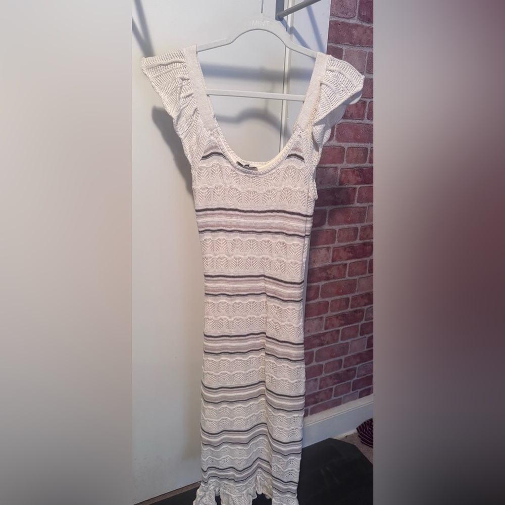 Freshman White and Gray Knit Mini Dress